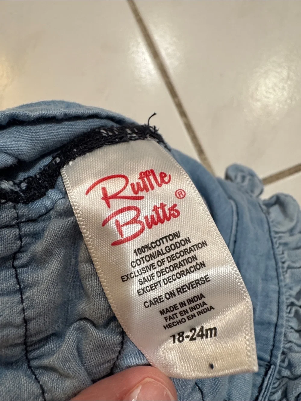 Ruffle Butts Light Blue Denim Ruffle-Strap One-Piece